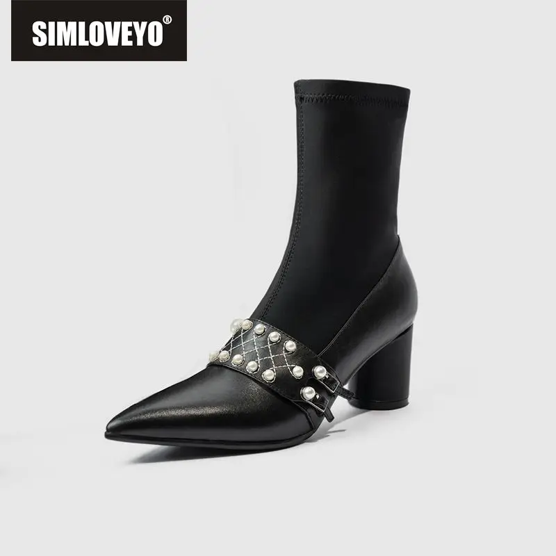 SIMLOVEYO Punk Women Genuine Leather Boots Beading Night Club Party Shoes Woman High Heels Warm Socks Boots Ladies Black Size 40
SIMLOVEYO Punk Women Genuine Leather Boots Beading Night Club Party Shoes Woman High Heels Warm Socks Boots Ladies Black Size 40