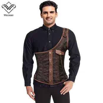 Wechery Vintage Waist Cincher Corset for Men Gothic Steampunk Corset Vintage One Shoulder Lace Up Gorset Chain Retro Slim Belt
Wechery Vintage Waist Cincher Corset for Men Gothic Steampunk Corset Vintage One Shoulder Lace Up Gorset Chain Retro Slim Belt