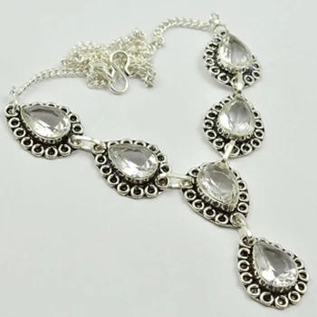 White Topas Necklace Silver Overlay over Copper , 47.5cm, N2510
White Topas Necklace Silver Overlay over Copper , 47.5cm, N2510