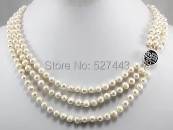 Wholesale free p&p hot sale>>>>3 colors! nice 3 row 7-8mm white/pink/black pearl necklace happiness clasp
Wholesale free p&p hot sale>>>>3 colors! nice 3 row 7-8mm white/pink/black pearl necklace happiness clasp