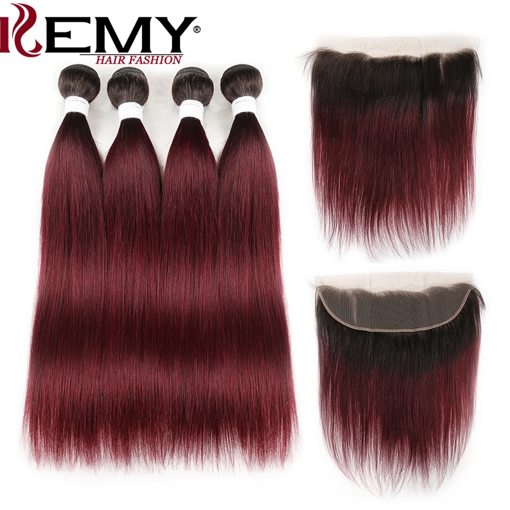Ombre Red Human Hair Bundles With Frontal KEMY HAIR Two Tone 1B/99J Brazilian Straight Hair Weave Bundles Non Remy Hair 
Ombre Red Human Hair Bundles With Frontal KEMY HAIR Two Tone 1B/99J Brazilian Straight Hair Weave Bundles Non Remy Hair
