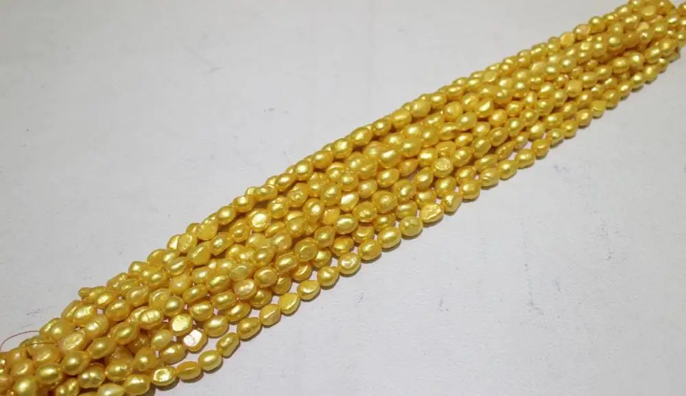 Yellow Rice Fresh water pearl chain necklace 8x10mm 15 No Metal "Handmade
Yellow Rice Fresh water pearl chain necklace 8x10mm 15 No Metal "Handmade