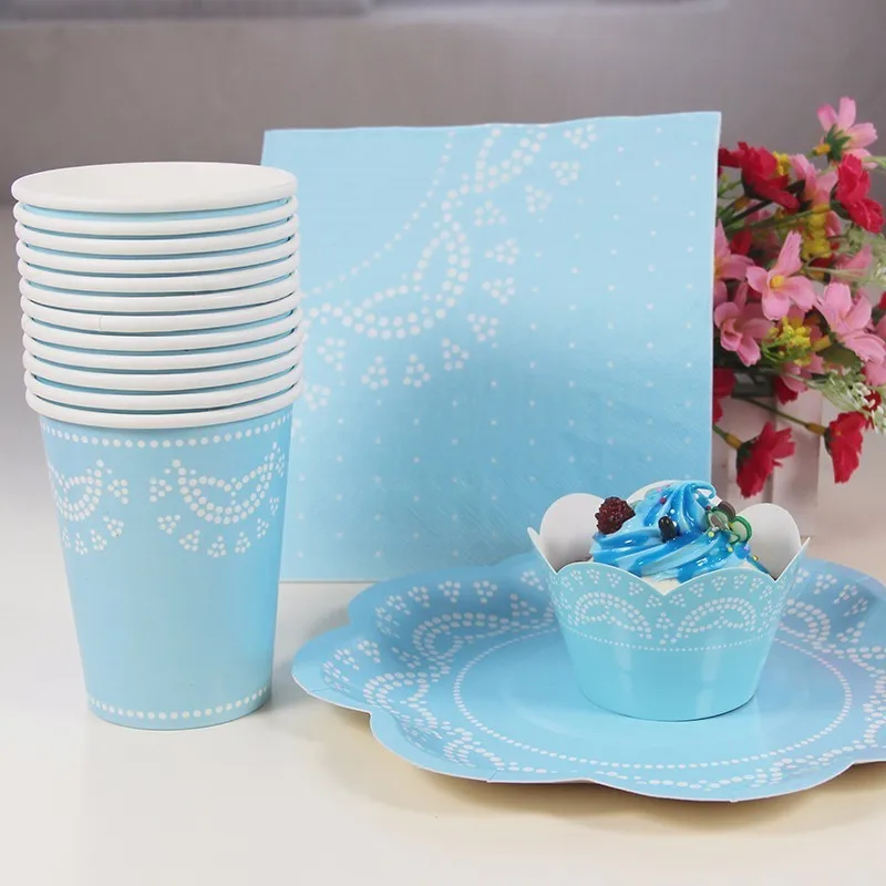 Cute Blue lace Flower Striped Party Tableware Disposable Paper Plates Cups Cutlery Wedding Christmas Wedding Paper Party Napkins
Cute Blue lace Flower Striped Party Tableware Disposable Paper Plates Cups Cutlery Wedding Christmas Wedding Paper Party Napkins