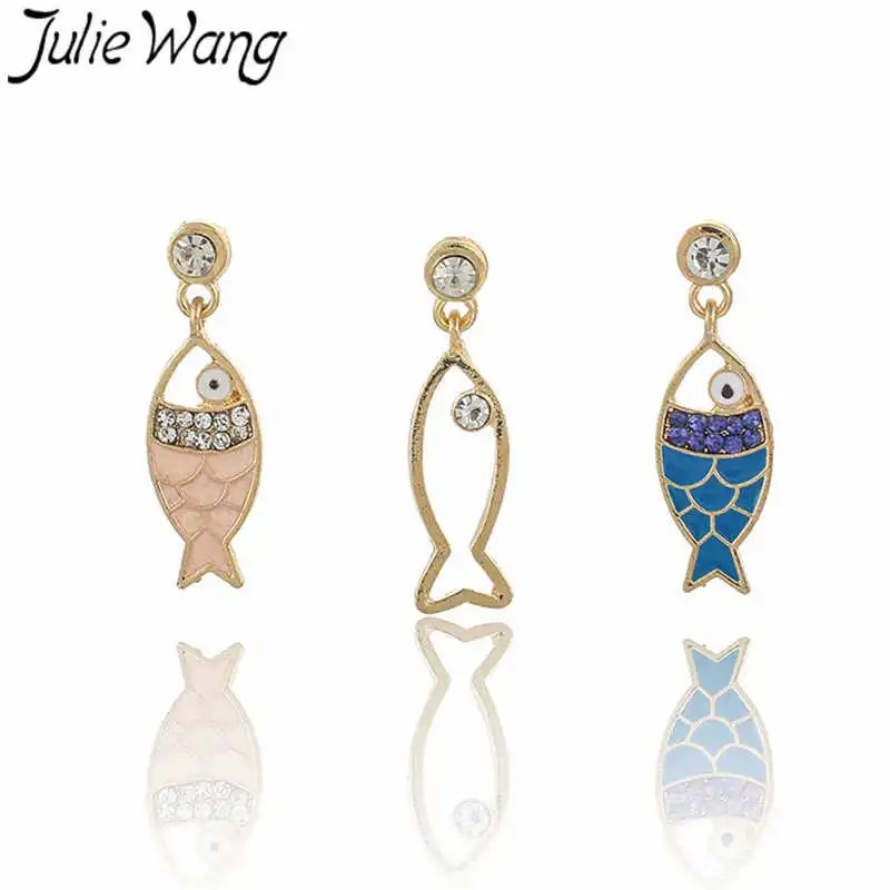 Julie Wang 3PCS/Set Enamel Sea Fish Stud Earrings Hollow Fish Rhinestone Fashion Summer Cute Women Ladies Girl Earrings Jewelry
Julie Wang 3PCS/Set Enamel Sea Fish Stud Earrings Hollow Fish Rhinestone Fashion Summer Cute Women Ladies Girl Earrings Jewelry