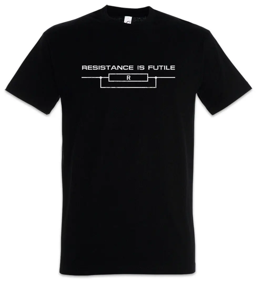 Resistance Is Futile T-Shirt Physiks Fun Geek Nerd Science Scientist Engineer Brand Summer Men Cotton Custom Graphic T Shirts | Мужская