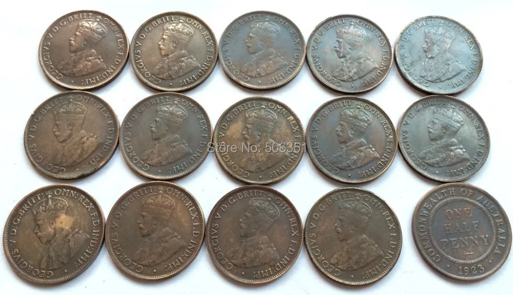 wholesale Australia one half penny <1913-1923> 15 COINS 
wholesale Australia one half penny <1913-1923> 15 COINS