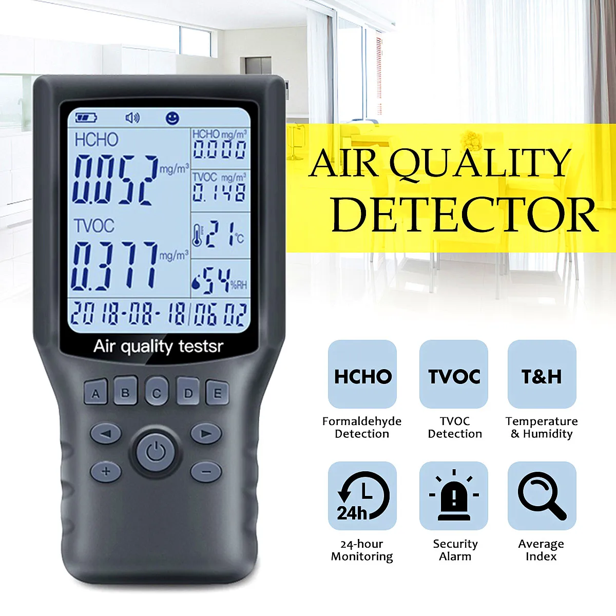 

Portable Air Quality Detector HCHO TVOC Tester Gas monitor/Gas Analyzer/Temperature/Humidity Meter Car Office Diagnostic Tool