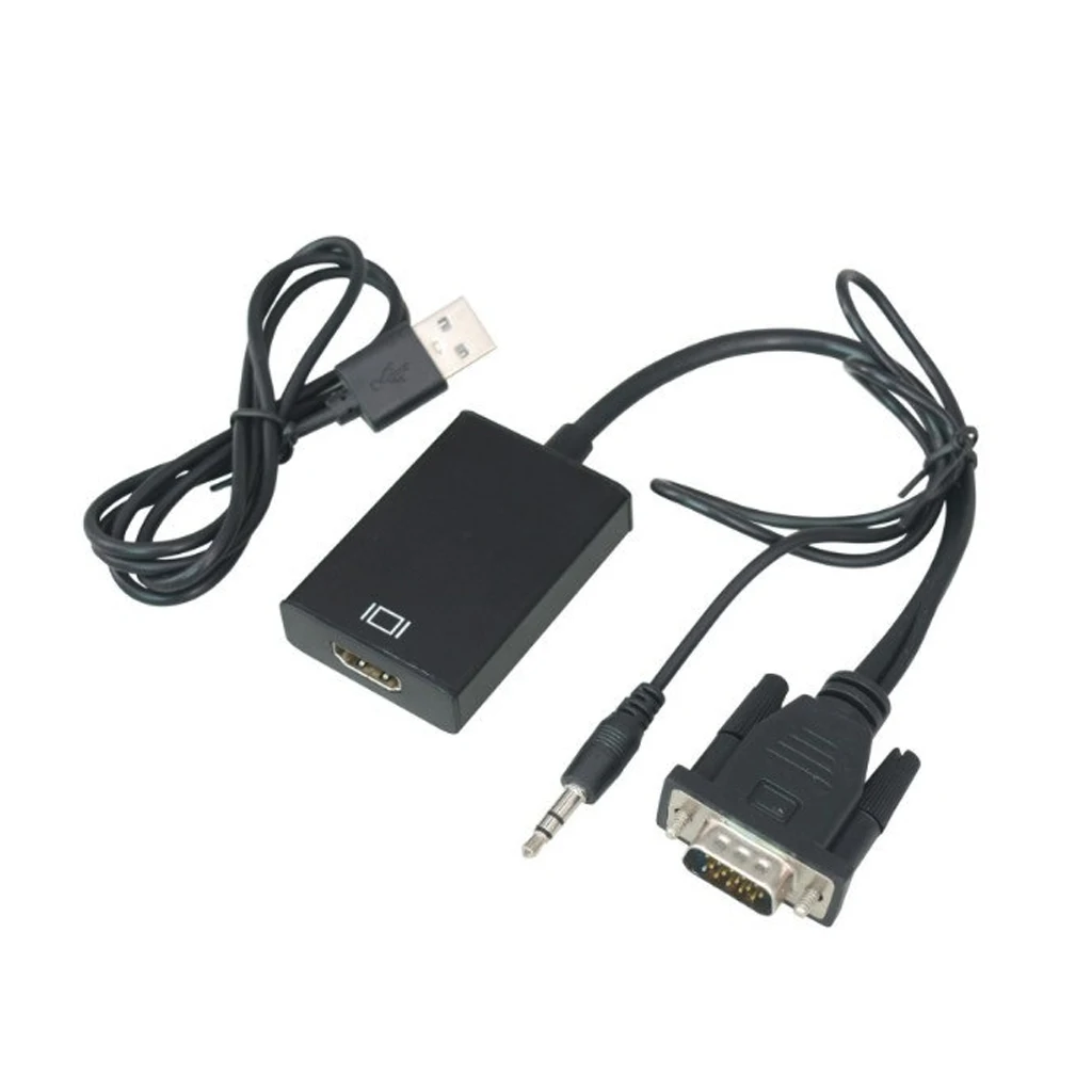1080P VGA Male to HDMI Female Converter Adapter for Computer Desktop Laptop PC Monitor Projector HDTV with Audio Cable USB Cable
1080P VGA Male to HDMI Female Converter Adapter for Computer Desktop Laptop PC Monitor Projector HDTV with Audio Cable USB Cable