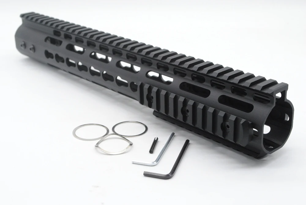 TriRock 13.5 Inch Super Slim Free Float Key Mod Handguard Rail Black with Aluminum/Steel Barrel Nut Picatinny Rail Section
TriRock 13.5 Inch Super Slim Free Float Key Mod Handguard Rail Black with Aluminum/Steel Barrel Nut Picatinny Rail Section