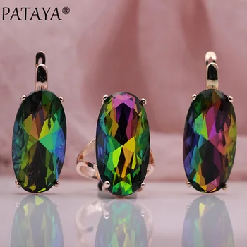 PATAYA New 585 Rose Gold True White Gold AB Color Artificial Zircon Big Earrings Rings Sets Women Wedding Party Vintage Jewelry
PATAYA New 585 Rose Gold True White Gold AB Color Artificial Zircon Big Earrings Rings Sets Women Wedding Party Vintage Jewelry