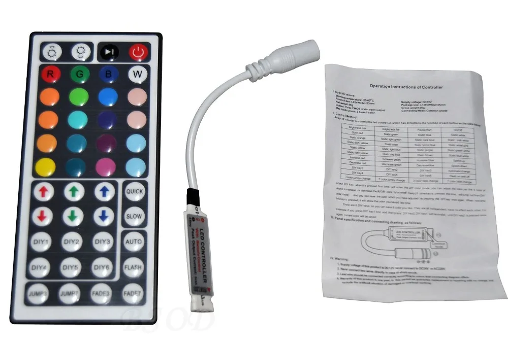 BSOD Mini IR Wireless 44 Keys Remote RGB Controller DC12V MAX 6A Dimmer for SMD 3528 5050 RGB LED Strip Lights
BSOD Mini IR Wireless 44 Keys Remote RGB Controller DC12V MAX 6A Dimmer for SMD 3528 5050 RGB LED Strip Lights