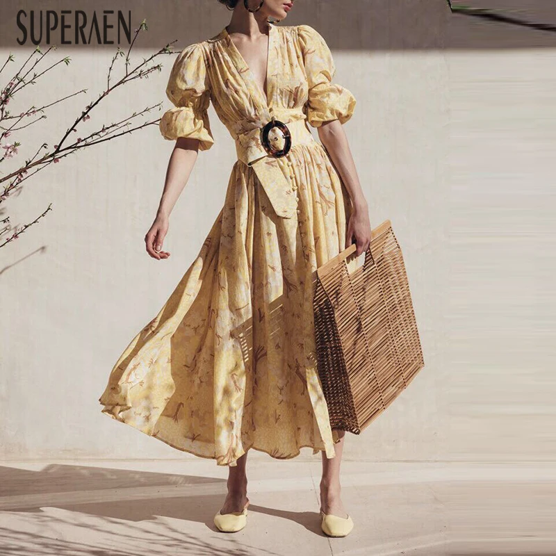 SuperAen New 2019 Spring and Summer New Women Dress Fashion Wild Casual Long Dress Female Europe Puff Sleeve Print Dresses
SuperAen New 2019 Spring and Summer New Women Dress Fashion Wild Casual Long Dress Female Europe Puff Sleeve Print Dresses