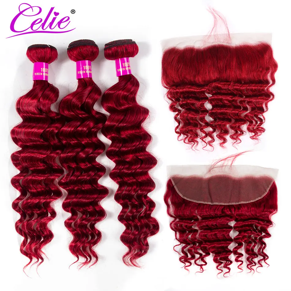 Celie Brazilian Red Loose Deep Wave With Lace Frontal Closure & Bundle Remy Wave Human Hair Bundle With Frontal
Celie Brazilian Red Loose Deep Wave With Lace Frontal Closure & Bundle Remy Wave Human Hair Bundle With Frontal