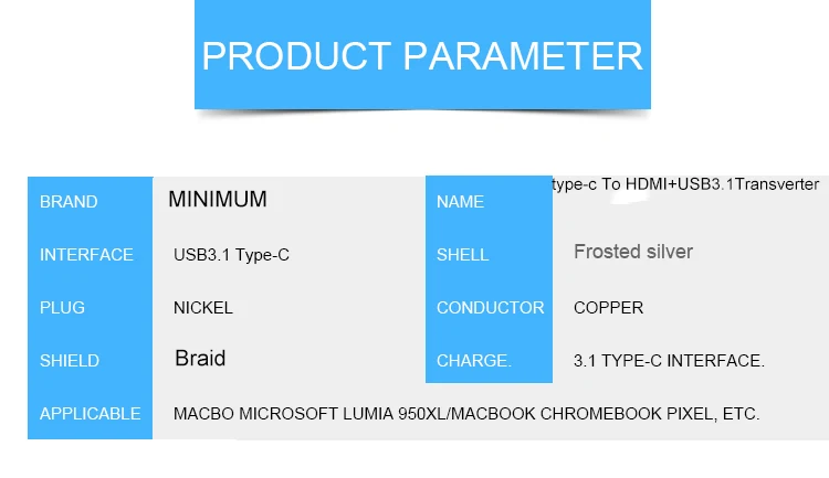 2 3-in-1 Aluminum USB 3.1 Type C to 4K2K HDMI USB 3.0 TypeC Adapter Type-C Adapter Converter Cable for Apple Macbook and Google