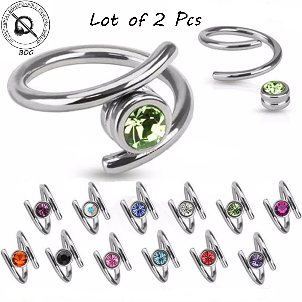 BOG-2PC Ear Cartilage Piercing Helix Twister Ring Spiral Captive Ring With Gem Ball Eyebrow Lip Belly Navel Piercing Jewelry 14g
BOG-2PC Ear Cartilage Piercing Helix Twister Ring Spiral Captive Ring With Gem Ball Eyebrow Lip Belly Navel Piercing Jewelry 14g