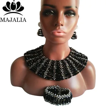 Majalia Classic Nigerian Wedding African Jewelry Set Black and Silver Crystal Necklace Bride Jewelry Sets 10SX016
Majalia Classic Nigerian Wedding African Jewelry Set Black and Silver Crystal Necklace Bride Jewelry Sets 10SX016