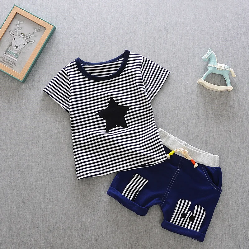 Fashion Summer Baby Boys 2-Pieces Clothing Sets Cotton Striped T-Shirt + Denim Shorts For 65-105cm
Fashion Summer Baby Boys 2-Pieces Clothing Sets Cotton Striped T-Shirt + Denim Shorts For 65-105cm