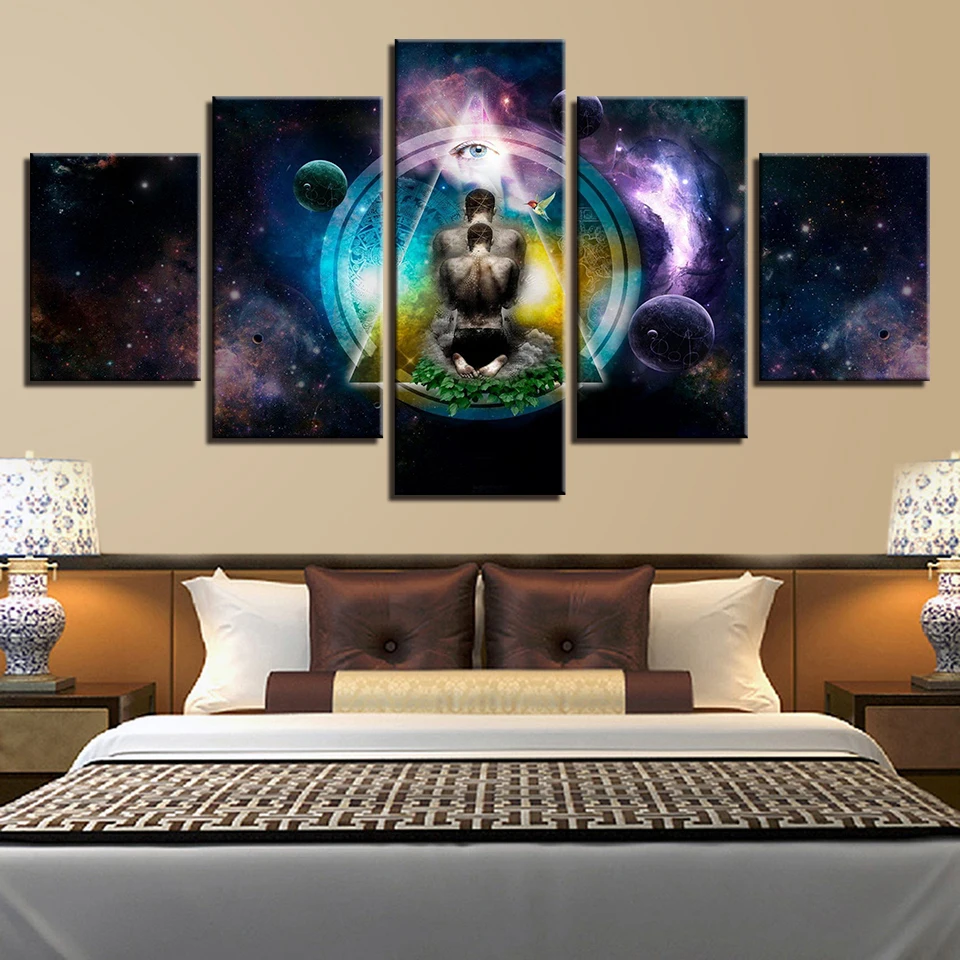 Home Decor Poster Modern Wall Art Pictures 5 Panel OM Yoga Symbol Buddha Buddhism Frame Living Room HD Printed Painting | Дом и сад