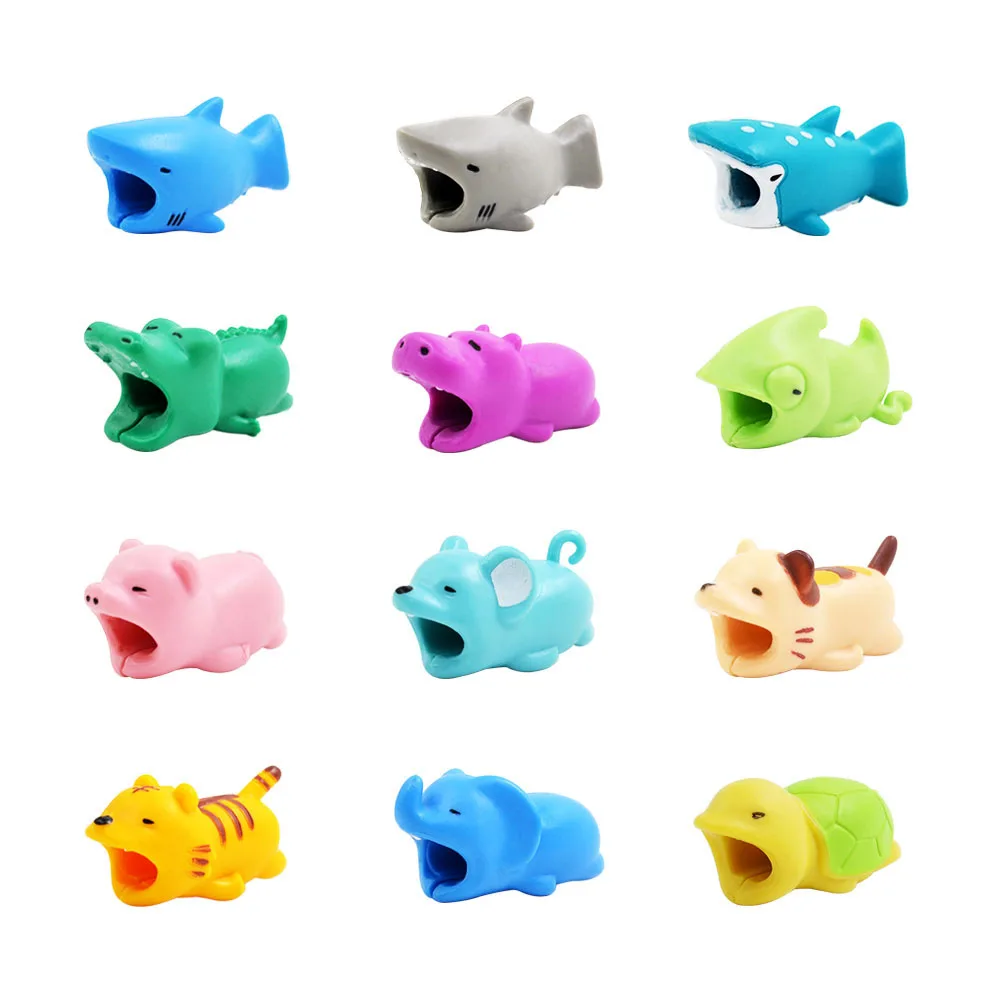 

CHIPAL Animal Bite Wire Winder for Android USB Charger Cable Organizer Protector Chompers Shark Cat Pig Bites Tiger Phone Holder