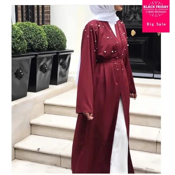 

2018 Adult Muslim 6 colors beading Robe Musulmane Dubai Fashion Muslim Abaya Dress Robes Arab Prayer Worship Service Wj1643w