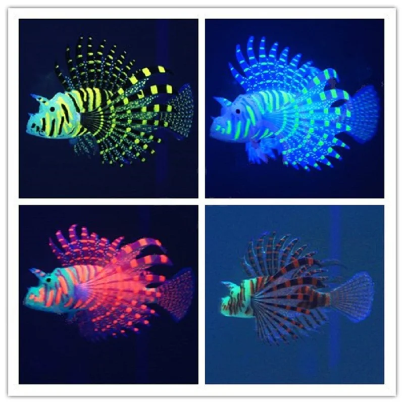 

Artificial Luminous Silicone Simulation Glowing Swimming Lionfish Snailfish Fish Tank Jellyfish Aquarium Decoration Ornament