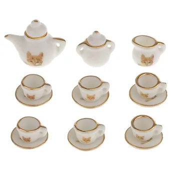 Set of 15pcs Dolls House Miniature Porcelain Tableware Coffee Tea Cup Saucer Set Cat Print
Set of 15pcs Dolls House Miniature Porcelain Tableware Coffee Tea Cup Saucer Set Cat Print