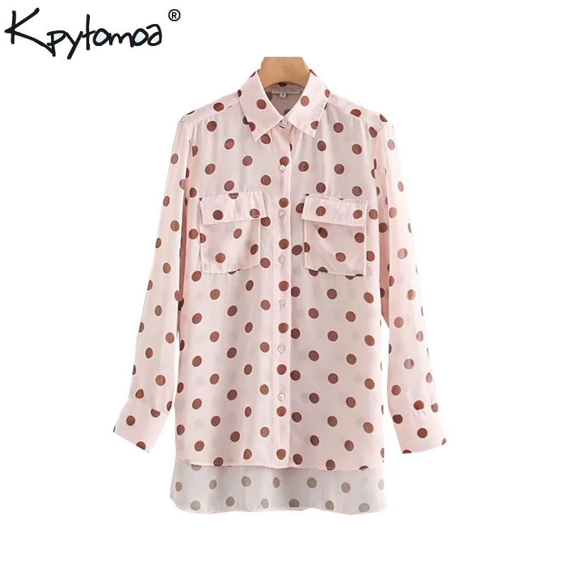 Vintage Stylish Polka Dot Chiffon Irregular Tops Women Blouses 2019 Fashion Long Sleeve Pockets Ladies Shirts Casual Blusa Mujer
Vintage Stylish Polka Dot Chiffon Irregular Tops Women Blouses 2019 Fashion Long Sleeve Pockets Ladies Shirts Casual Blusa Mujer