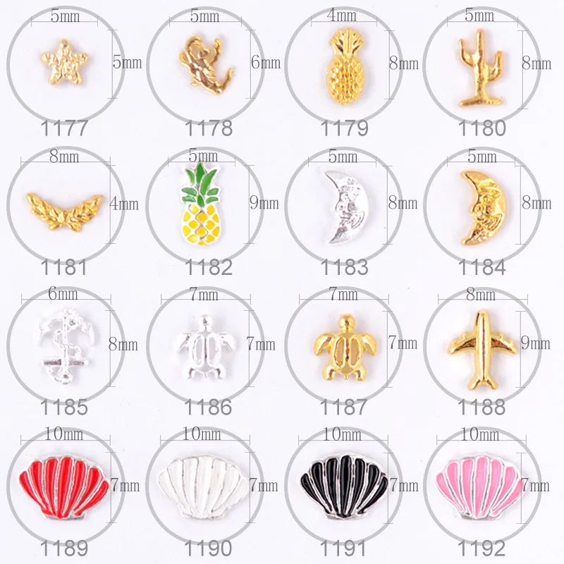 10pcs/set 16 Designs Alloy Gold Nail Art Studs Stars Moon Cactus Pineapple Turtle Aircraft Shell Anchor 3D DIY Nail
10pcs/set 16 Designs Alloy Gold Nail Art Studs Stars Moon Cactus Pineapple Turtle Aircraft Shell Anchor 3D DIY Nail