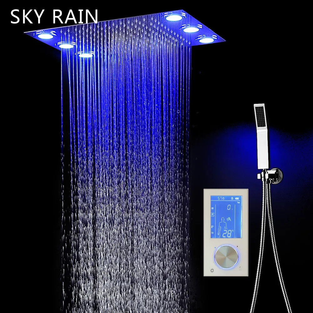 Smart Thermostatic Digital Mixer Rainfall Shower Set Ceiling Overhead Multi Color LED Shower
Smart Thermostatic Digital Mixer Rainfall Shower Set Ceiling Overhead Multi Color LED Shower