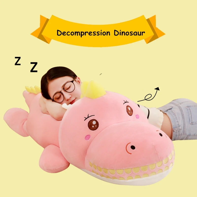 Dorimytrader Cuddly Decompression Dinosaur Plush Pillow Large Stuffed Soft Anime Dinosaurs Doll Anime Toy Children and Adults Gift 120CM 150CM DY50272 (7)