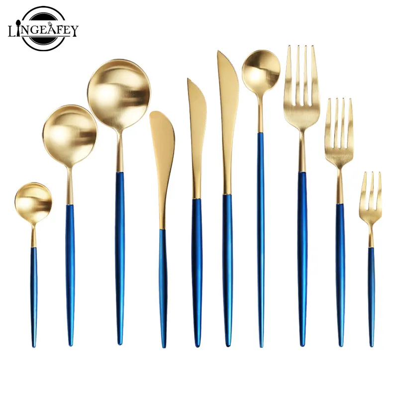 New Steel Cutlery Set Blue Gold Cutlery Kit Spoon Knife Set Forks Spoons Knives Korean Kitchen Spoon Fork Knife Set Drop ship
New Steel Cutlery Set Blue Gold Cutlery Kit Spoon Knife Set Forks Spoons Knives Korean Kitchen Spoon Fork Knife Set Drop ship