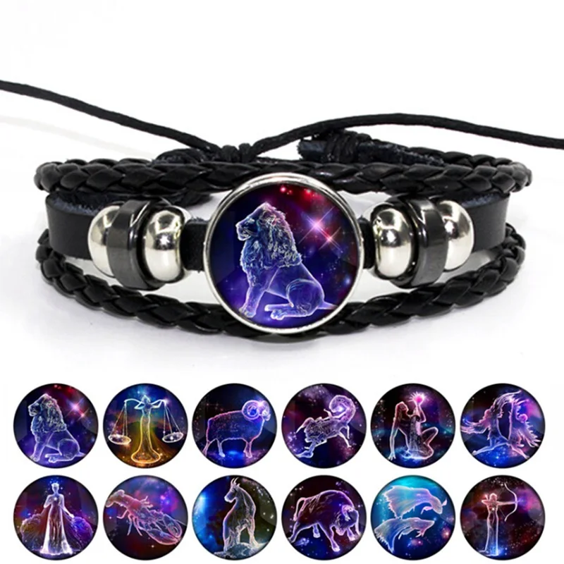 Twelve Constellation Bracelet Hand-woven Beaded Retro Leather Zodiac Sign Beads Bangle Bracelets For Women Men Jewelry Gifts
Twelve Constellation Bracelet Hand-woven Beaded Retro Leather Zodiac Sign Beads Bangle Bracelets For Women Men Jewelry Gifts