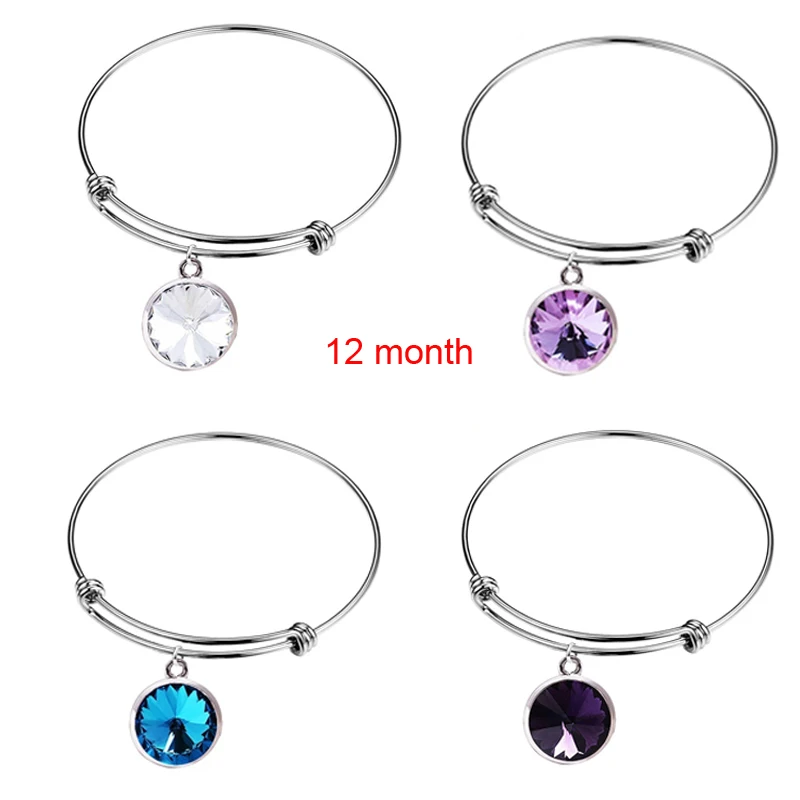 New Crystal Birthstone Charms Bangle & Bracelet for Women Adjustable Simple Stainless Steel Wire Cuff Bracelet Expandable Gift
New Crystal Birthstone Charms Bangle & Bracelet for Women Adjustable Simple Stainless Steel Wire Cuff Bracelet Expandable Gift