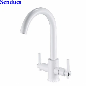 Senducs white kitchen faucet dual lever brass kitchen sink faucet white paint kitchen sink mixer tap hot cold water tap
Senducs white kitchen faucet dual lever brass kitchen sink faucet white paint kitchen sink mixer tap hot cold water tap