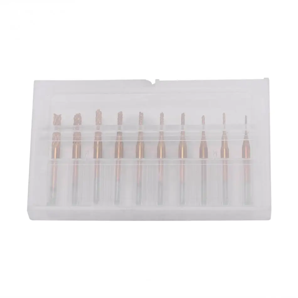 10pcs Titanium Coated 0.8mm-3.17mm End Mill Engraving Bits Rotary Cutter 1/8'' Shank
10pcs Titanium Coated 0.8mm-3.17mm End Mill Engraving Bits Rotary Cutter 1/8'' Shank