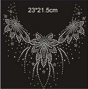 

Free ship!10pc! High grade neckline hotfix rhinestones heat transfer design iron on motifs patches,rhinestone applique