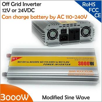 3000W 12V or 24V DC to AC 220V off grid modified sine wave inverter with AC 110V-240V grid charger for battery
3000W 12V or 24V DC to AC 220V off grid modified sine wave inverter with AC 110V-240V grid charger for battery