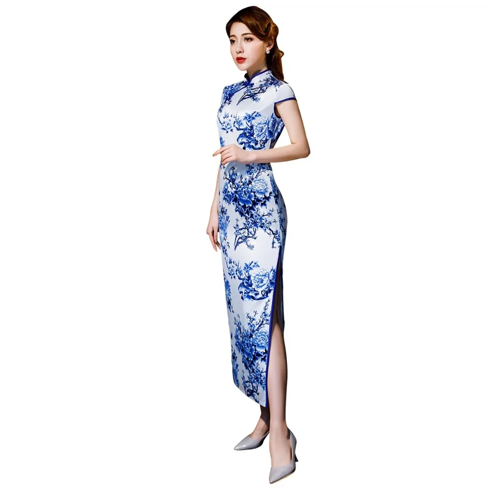 Shanghai Story Short Sleeve Qipao Long Chinese Dress Spring Cheongsam Blue And White Porcelain Print Qipao Dress for Woman
Shanghai Story Short Sleeve Qipao Long Chinese Dress Spring Cheongsam Blue And White Porcelain Print Qipao Dress for Woman