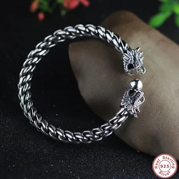 Heavy Solid 999 Pure Silver Twisted Bangles Mens Sterling Silver Bracelet Vintage Punk Rock Style Armband Man Cuff Bangle Dragon
Heavy Solid 999 Pure Silver Twisted Bangles Mens Sterling Silver Bracelet Vintage Punk Rock Style Armband Man Cuff Bangle Dragon