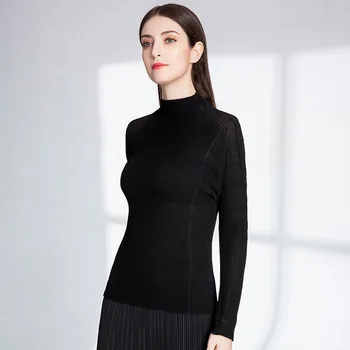 Tight-fitting Shirt High-necked Spring Women's Clothing 2019 New Super High-elastic T-shirt ISSEY MIYAKE Slim Pleated Top Black
Tight-fitting Shirt High-necked Spring Women's Clothing 2019 New Super High-elastic T-shirt ISSEY MIYAKE Slim Pleated Top Black