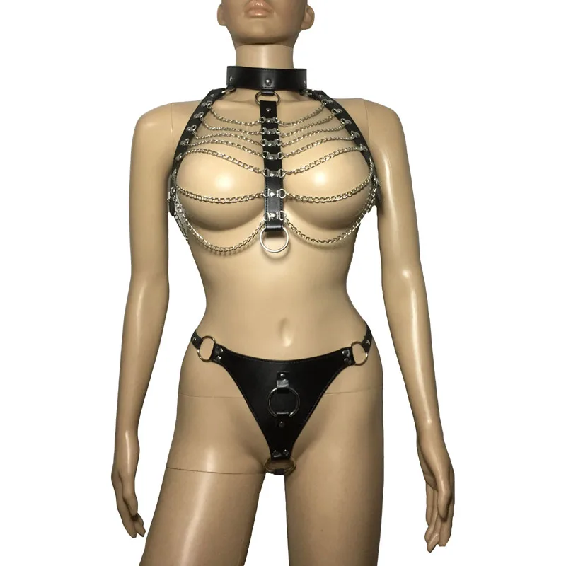 Sexy Womens Metal Chain Combo Body Harness Set Chain Drape Vest Top and Metal Ring G String Fetish Hen Party Mistress Costume
Sexy Womens Metal Chain Combo Body Harness Set Chain Drape Vest Top and Metal Ring G String Fetish Hen Party Mistress Costume