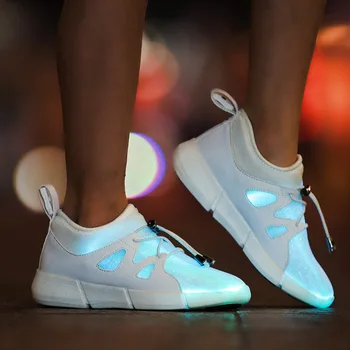 Fiber-optic illuminating shoes, children's shoes, men's and women's mesh, student shoes