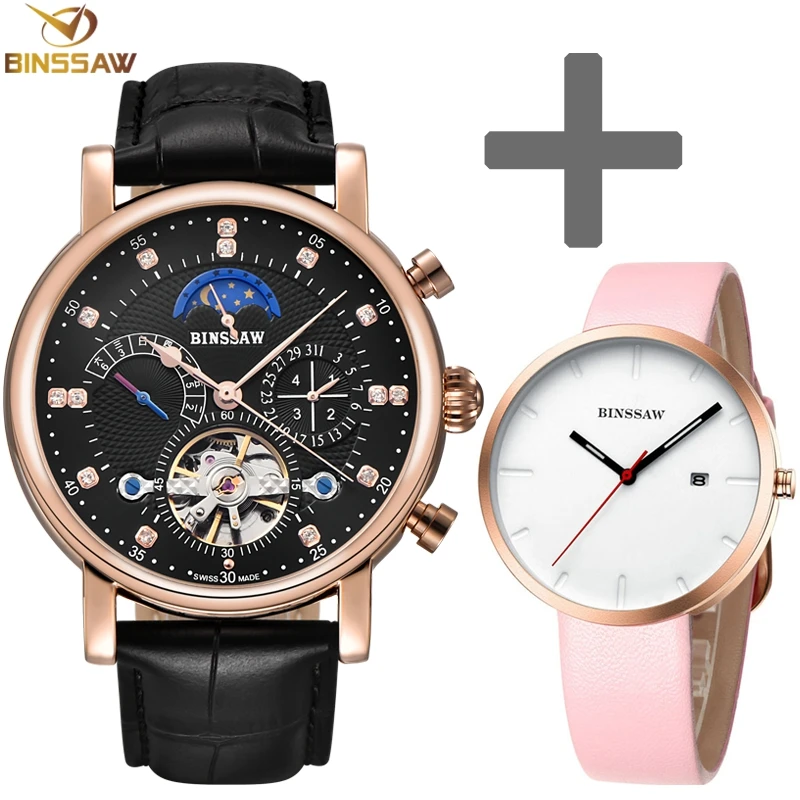 BINSSAW Set Men Automatic Mechanical Watch Tourbillon Luxury Brand Fashion Leather Multifunctional Mens Women Lovers Watches
BINSSAW Set Men Automatic Mechanical Watch Tourbillon Luxury Brand Fashion Leather Multifunctional Mens Women Lovers Watches