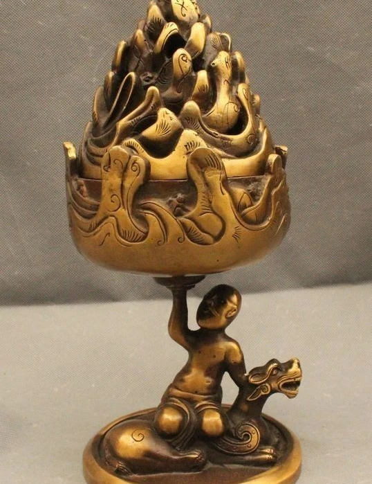 12"Chinese Folk Bronze Feng Shui Old Sit Dragon Buddha lift hill Incense Burner
12"Chinese Folk Bronze Feng Shui Old Sit Dragon Buddha lift hill Incense Burner