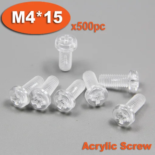 500pcs DIN7985 M4 x 15 Plastic Acrylic Pan Head Phillips Screw Cross Recessed Raised Cheese Head Screws
500pcs DIN7985 M4 x 15 Plastic Acrylic Pan Head Phillips Screw Cross Recessed Raised Cheese Head Screws
