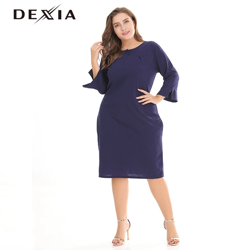 DEXIA Large Size Women Dress Summer O-Neck Long Sleeve Navy Blue Loose Vestido High Waist Elegant Lady Plus Size Dress RUS023
DEXIA Large Size Women Dress Summer O-Neck Long Sleeve Navy Blue Loose Vestido High Waist Elegant Lady Plus Size Dress RUS023