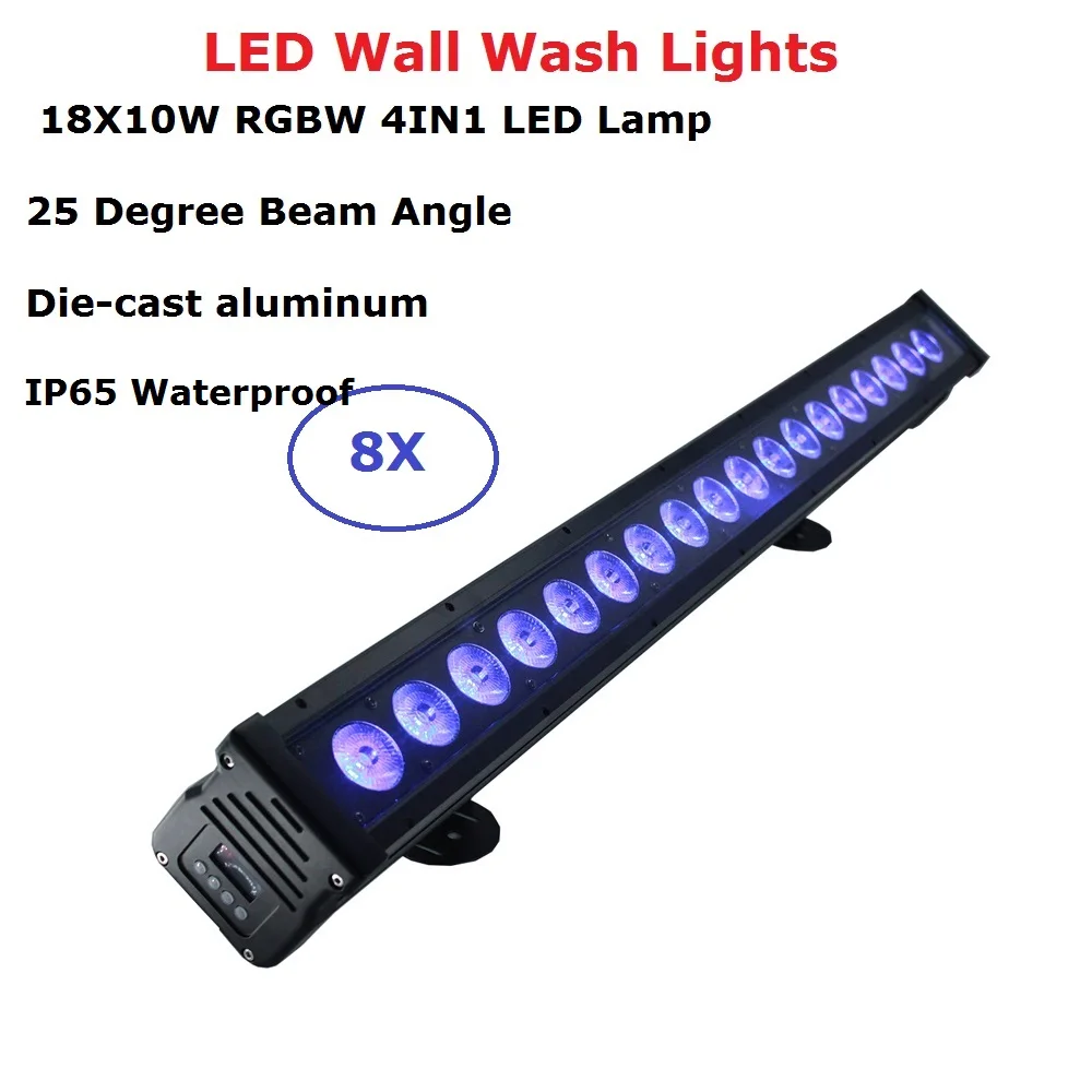

8В1 пакет для полетов 18 Вт 10 RGBW 4светодио дный В1 светодиодные прожекторы на открытом воздухе DMX Wash Bar светодио дный LED сценическое освещение DMX ...