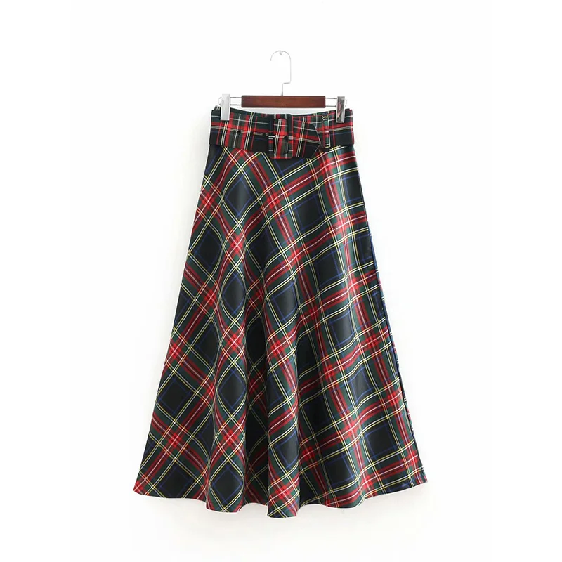 Vintage Delicate Plaid With Belt Midi Skirt Women New Fashion High Waist Side Zipper Pleated Bottom Casual Outwear Feminine
Vintage Delicate Plaid With Belt Midi Skirt Women New Fashion High Waist Side Zipper Pleated Bottom Casual Outwear Feminine