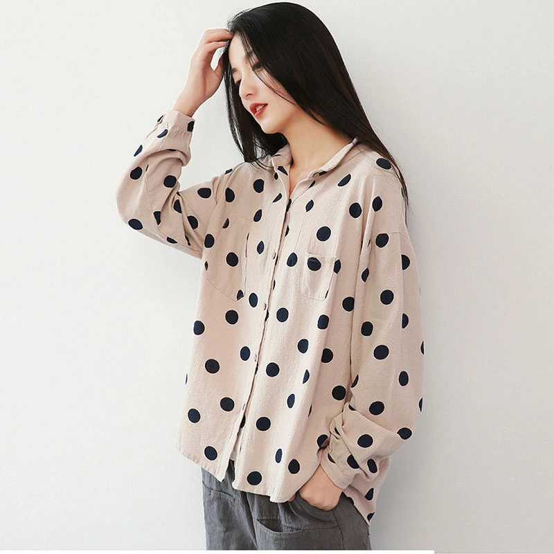 NINI WONDERLAND 2019 Autumn Polka Dot Cotton Shirts Women Long Sleeve Point Dot Shirt Female Spring Casual Blouse Classic Tops
NINI WONDERLAND 2019 Autumn Polka Dot Cotton Shirts Women Long Sleeve Point Dot Shirt Female Spring Casual Blouse Classic Tops