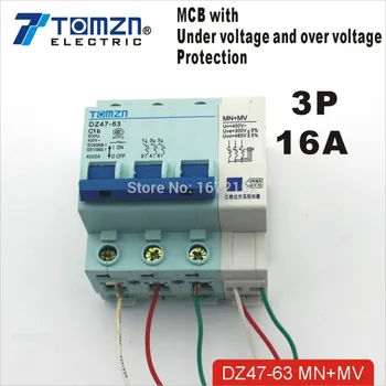 3P 16A 400V~ 50HZ/60HZ MCB MN+NV with over voltage and under voltage protection Mini Circuit breaker C16A
3P 16A 400V~ 50HZ/60HZ MCB MN+NV with over voltage and under voltage protection Mini Circuit breaker C16A